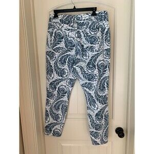 LOFT OUTLET WOMENS CURVY SKINNY JEANS SIZE 10 NEW WHITE BLUE PAISLEY